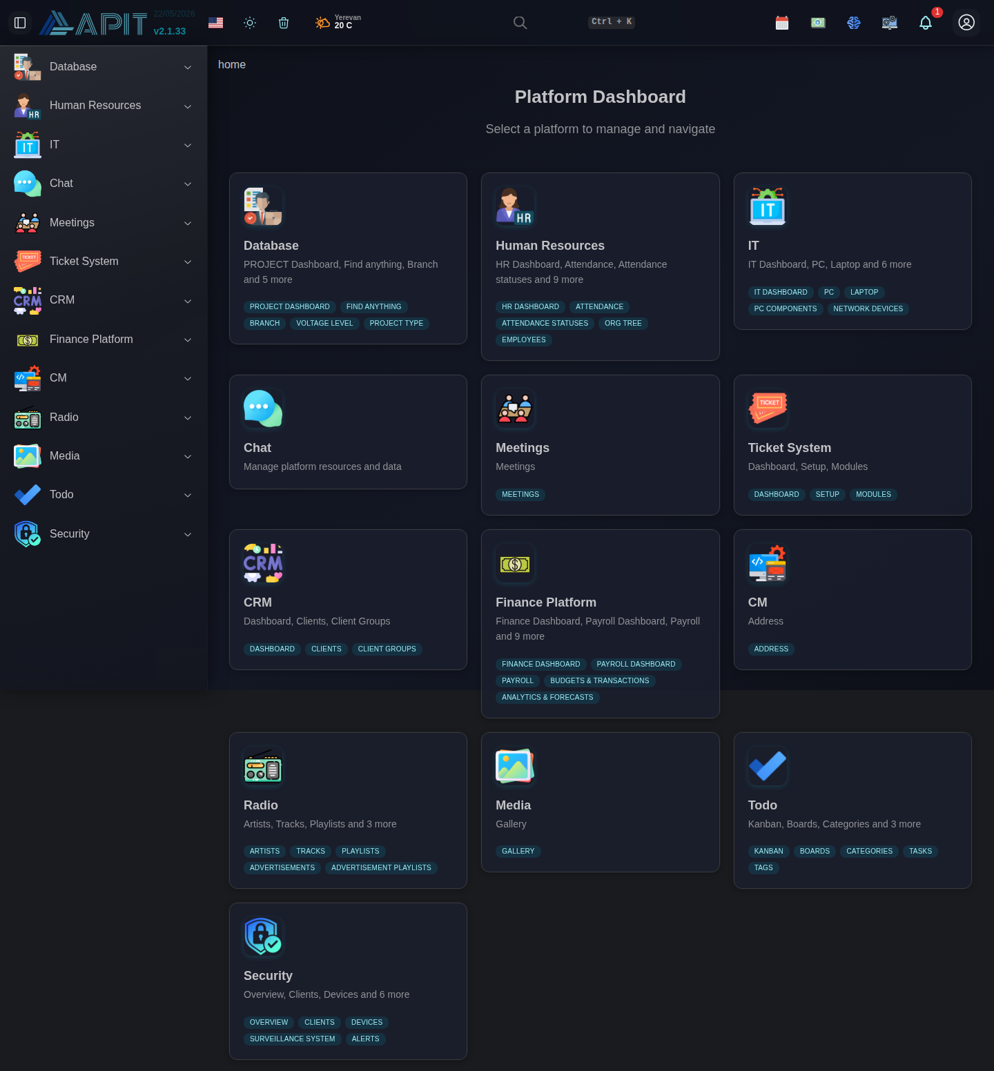 AI Assistant dashboard