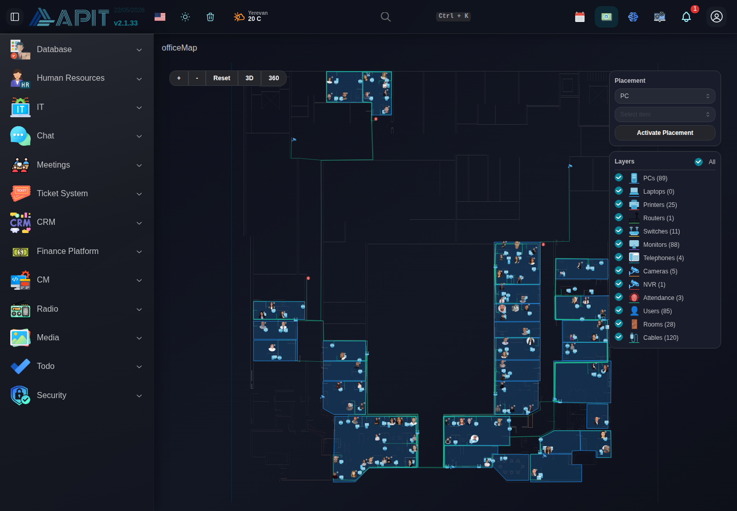 Office Map 360 dashboard